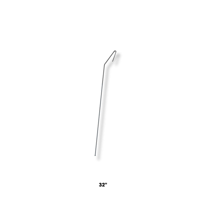 32 inch gray metal hanging wire with hook end, suitable for retail displays or drop ceiling grids.
