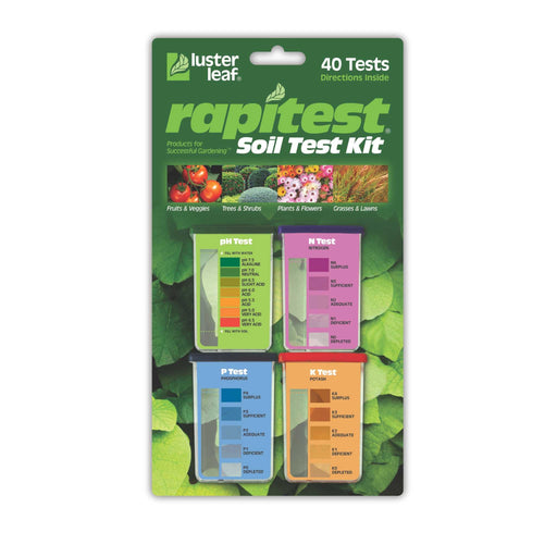 Luster Leaf Rapitest Soil Test Kit. Measures garden soil pH, Nitrogen, Phosphorus, Potassium (NPK) for healthy plants.