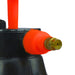Adjustable orange sprayer nozzle with brass tip on a black pump sprayer. Perfect for gardening, plant misting, and cleaning.