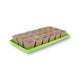 Green seed starting tray with 24 biodegradable peat pots for growing seeds and seedlings.