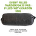 Dark fabric Vardensok grow bag pre-filled with garden soil, ready for easy planting.