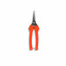 Orange handled garden pruning shears with sharp blades and safety lock for plant trimming.