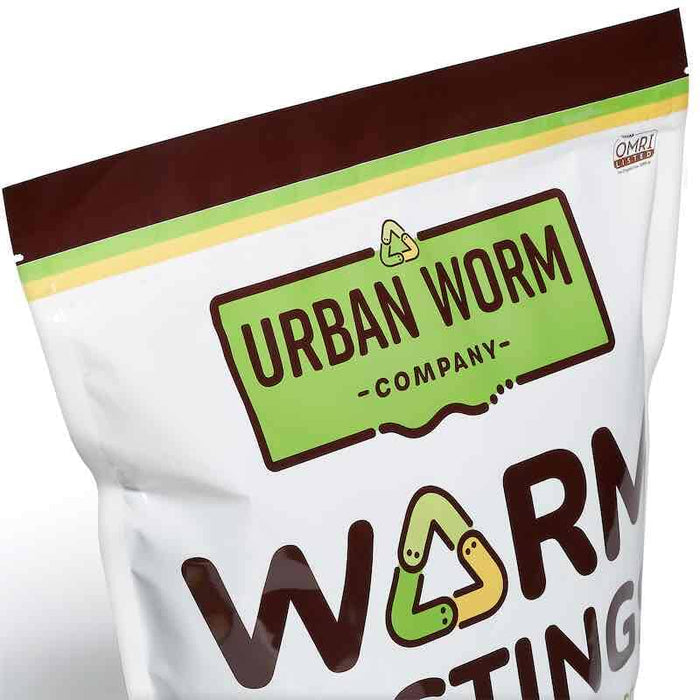Urban Worm Company organic worm castings bag. OMRI listed natural fertilizer for plants & garden.