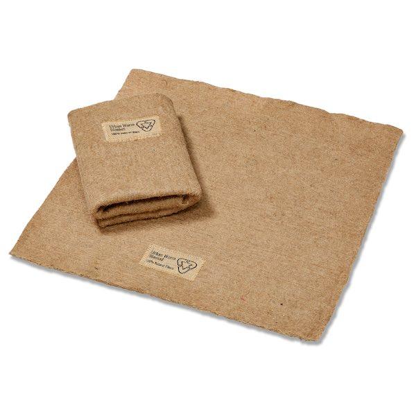 Two brown natural fiber Urban Worm Blankets, one folded, for composting and worm bin moisture. 100% natural.