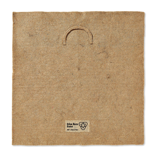 Brown Urban Worm Blanket, 100% natural fibers, with woven handle. Coarse texture, for compost & worm bins.