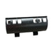Black Verdtech plastic cable management conduit with square ports, mounting feet. Patent pending.