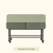 Vego Garden sage & olive green raised garden bed on a mobile stand with casters and wire shelf for container gardening.