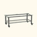 Dark gray metal rolling stand with top mounts, wire mesh storage shelf, and locking casters.