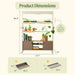 Indoor plant stand with LED grow lights and storage cabinet. Dimensions: 66.3" H x 47.7" W. Adjustable shelves for plants.