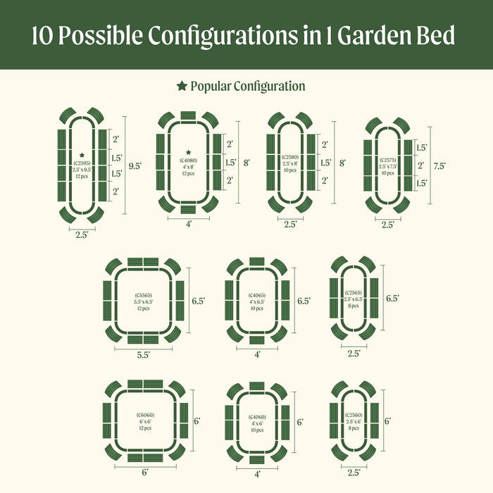 26" Tall 10 In 1 Jumbo Modular Metal Raised Garden Bed Kit