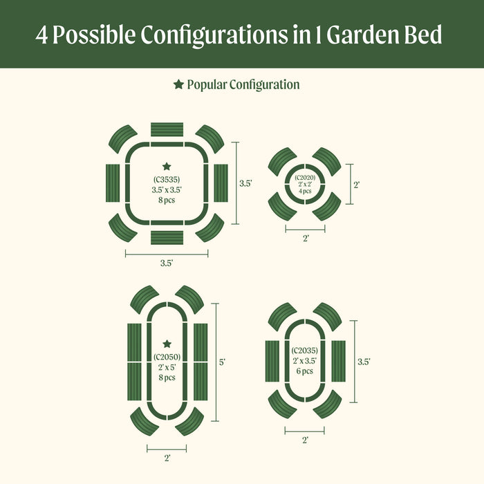 32" Extra Tall 4 In 1 Small Modular Metal Raised Garden Bed Kit