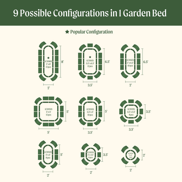 32" Extra Tall 9 In 1 Large Modular Metal Raised Garden Bed Kit