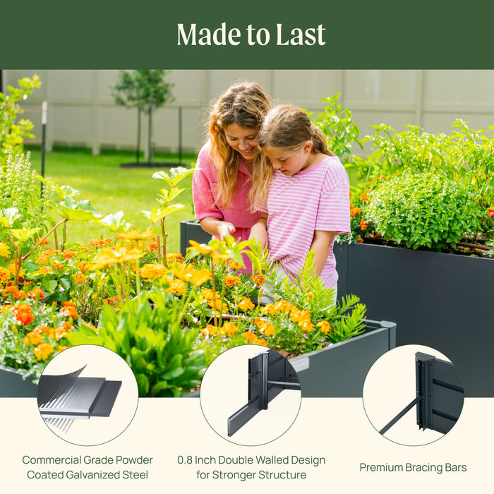 17" Tall Modern 27" x 53" Metal Raised Garden Bed