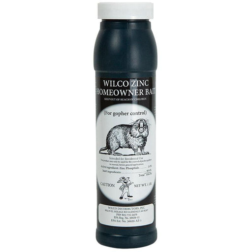 Wilco Zinc Homeowner Bait for gopher control, 1LB bottle. Zinc Phosphide rodenticide.