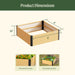 4'x4'x16" wood-look raised garden bed with black rounded corners. Features product dimensions and no visible screws. Outdoor planter.