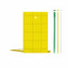 Perforated yellow sticky insect traps with green pointed stakes, yellow & white flat sticks for garden pest control.