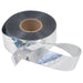 Silver holographic tape roll with shimmering iridescence. Craft, decor, or bird repellent.