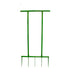 Green broadfork with 4 prongs for garden soil aeration and cultivation.