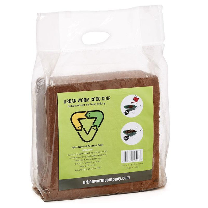 Urban Worm Coco Coir: 100% natural coconut fiber soil amendment & worm bedding for gardening & composting.