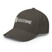 Dark grey baseball cap with embroidered white "SEEDTIME" logo and green sprout icon.