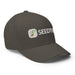 Dark grey Seedtime embroidered baseball cap featuring a sprouting seed logo.