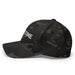 Dark camouflage baseball cap with white "GOTIME" embroidery. Tactical camo dad hat for men.
