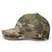 Camo baseball cap with white 'GOTIME' embroidery. Military-style tactical hat in green, brown, tan camouflage pattern.