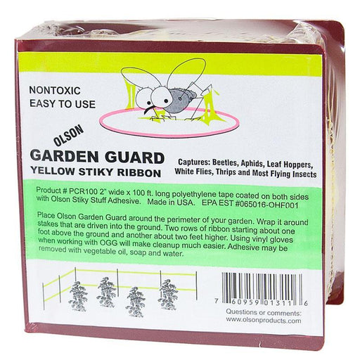 Olson Garden Guard Yellow Stiky Ribbon, nontoxic pest control for beetles, aphids, white flies, and flying insects.