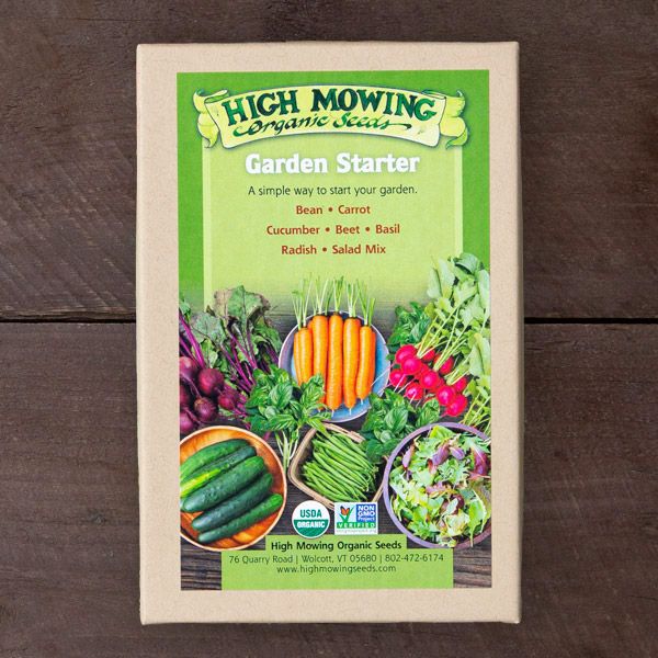 High Mowing Organic Seeds Garden Starter kit. Organic carrots, beets, radishes, cucumbers, green beans, salad mix. Non-GMO.