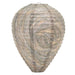 Realistic grey artificial wasp nest decoy with hook for natural pest control.