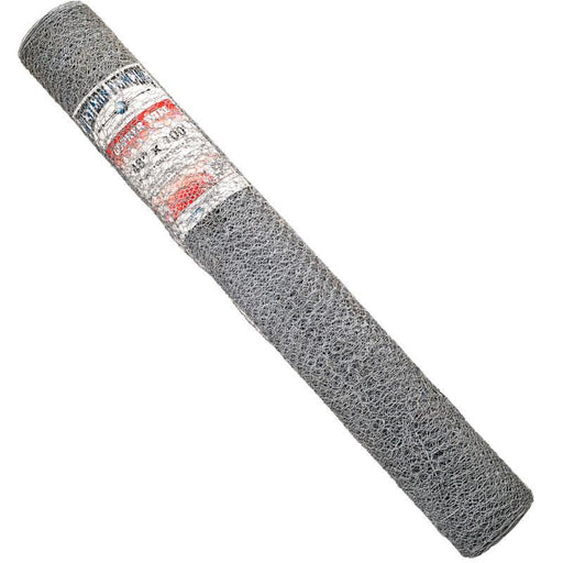 Roll of galvanized chicken wire fencing, 48" x 100' poultry netting with hexagonal mesh, for garden or farm.