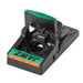 Black JAWZ reusable rodent snap trap for mice and rats, with "TRAP SET WHEN UP" indicator.