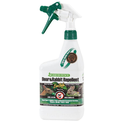 Liquid Fence Deer & Rabbit Repellent spray, EcoSafe for gardens, plants, flowers. Long-lasting, animal-friendly pest control.