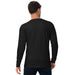 Men's blank black long-sleeve t-shirt, back view. Crew neck casual tee, apparel mockup.