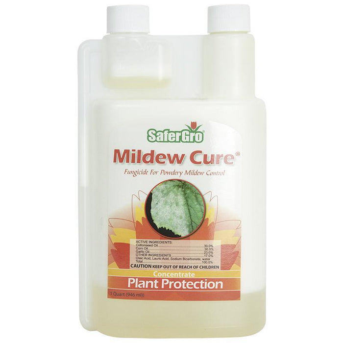 SaferGro Mildew Cure fungicide concentrate for powdery mildew control, 1 Quart plant protection.