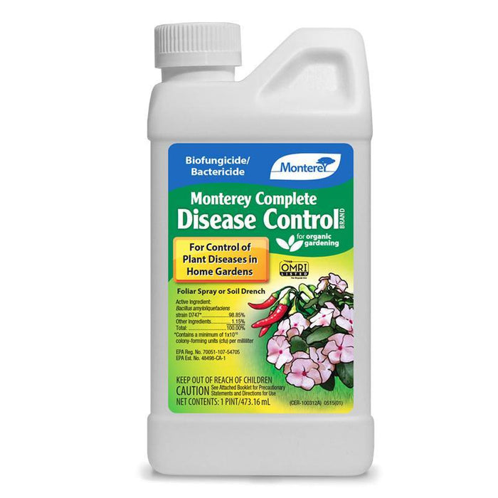 Monterey Complete Disease Control Biofungicide for organic plant disease control. Foliar spray, soil drench. 1 pint.