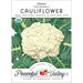 Heirloom Snowball Cauliflower organic seed packet. USDA certified, non-GMO vegetable seeds from Peaceful Valley.