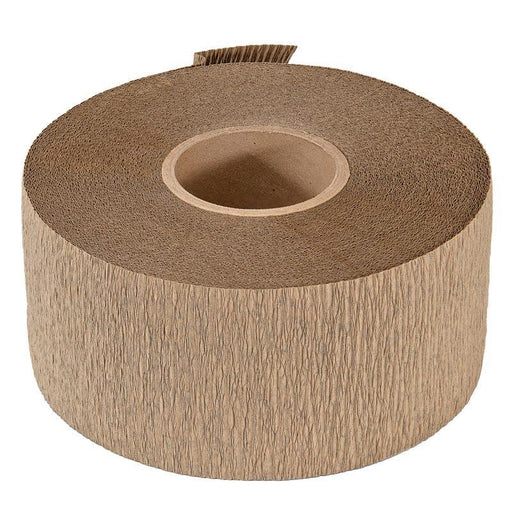 Brown crinkled kraft paper roll for eco-friendly packing, cushioning, and shipping.
