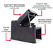 Easy-set black mole trap for garden pest control. Durable plastic & galvanized steel construction, safe for all soil types.