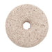 Porous beige salt lick block for horses, livestock. Round, granular animal mineral supplement.