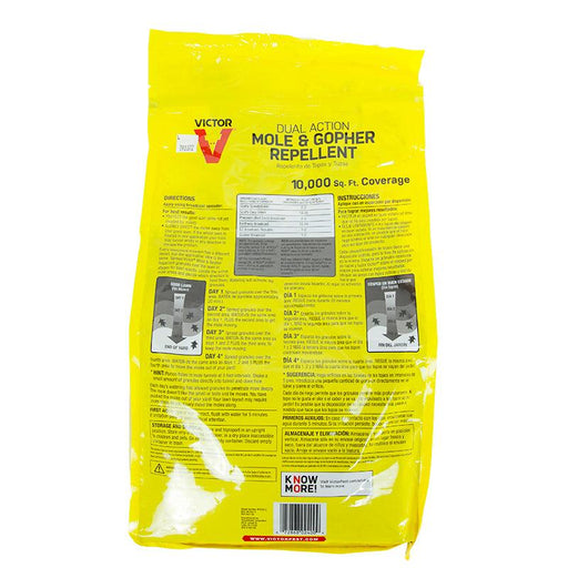 Victor Dual Action Mole & Gopher Repellent. Yellow bag for 10,000 sq ft lawn & yard pest control.