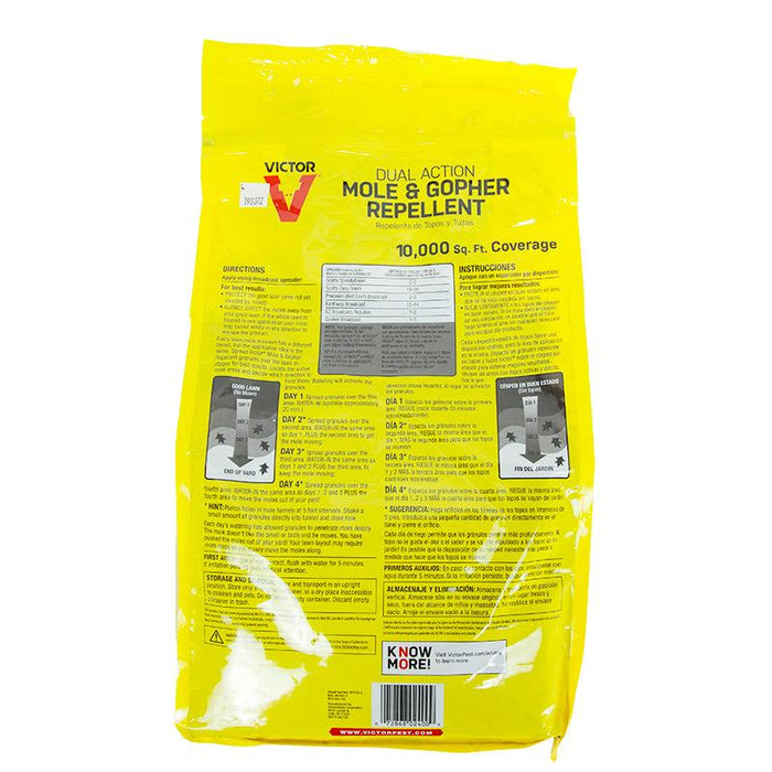 Victor Dual Action Mole & Gopher Repellent. Yellow bag for 10,000 sq ft lawn & yard pest control.