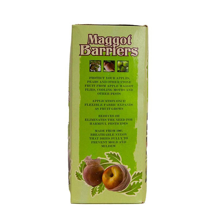 Maggot Barriers nylon fruit protection bags for apples, pears, and stone fruit. Organic pest control, reduces pesticides.