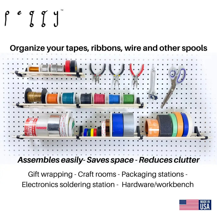 Peggy Pegboard Work Station Organizer – Hooks & Dowels for Tape, Ribbon, Wire, Crafts, Wine Rack