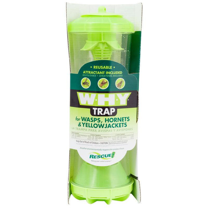 Green RESCUE! W.H.Y. Trap for wasps, hornets, yellowjackets. Reusable outdoor pest control with attractant.