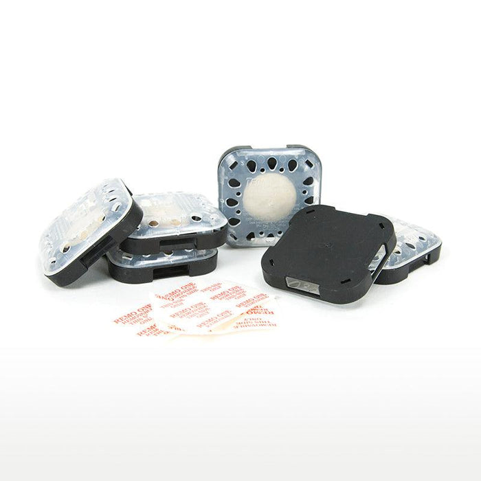 Remo One humidity control packs. Square clear and black pods for grow room and storage moisture management.