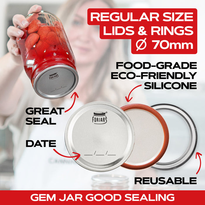 ForJars - 200 Count: 100 Regular Mouth + 100 Wide Mouth Canning Lids