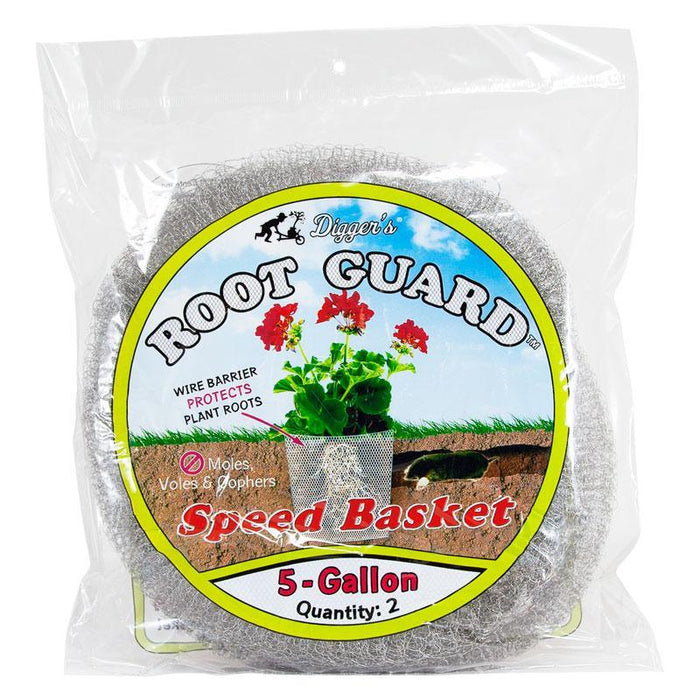 Digger's Root Guard Speed Basket, 5-gallon wire mesh plant root protector against moles, voles, gophers. Quantity 2.