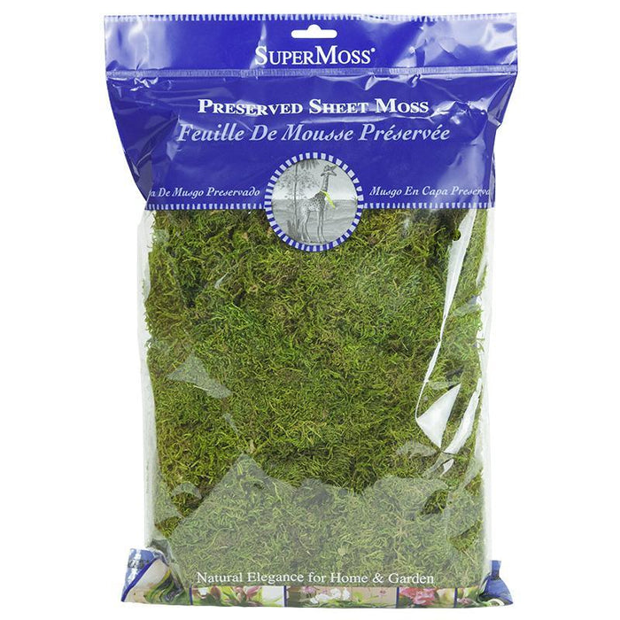 SuperMoss Preserved Sheet Moss, natural green craft moss for floral, terrarium, and home garden decor.