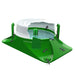 TERRO ant bait trap, green & white, with ants entering to feed on liquid. Effective pest control.